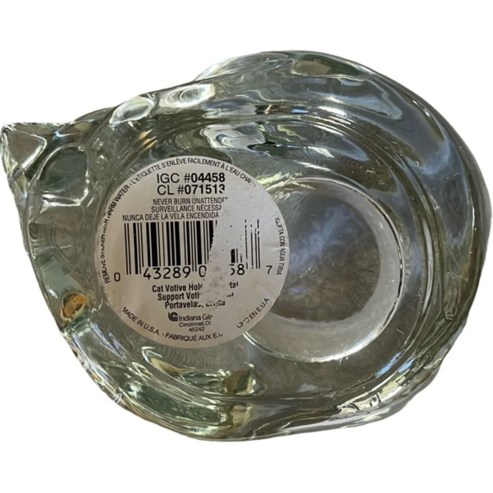 Vintage Indiana Glass Company Cat Votive / Tea Light Holder